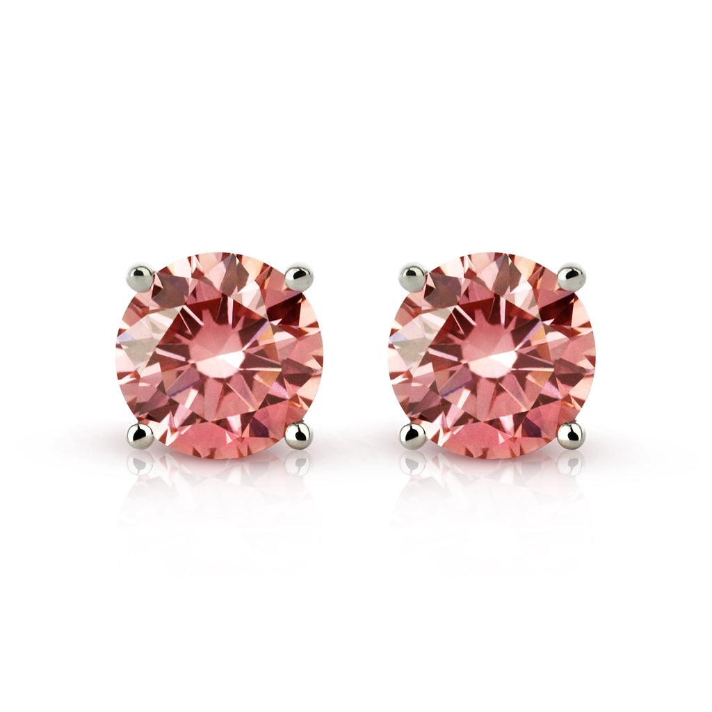 Spark Diamonds Mars - 1.50 Ct. T.W. Pink Lab-Grown IGL Certified Diamond Stud 14K Gold Earrings